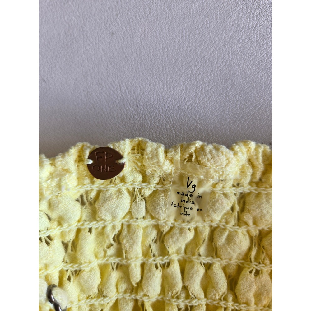 Free People Adella Slip Dress Butter Yellow Lace Mini Dress Size L Boho Coquette - Picture 8 of 9